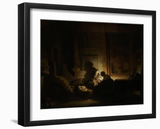 Holy Family at Night-Rembrandt van Rijn-Framed Art Print