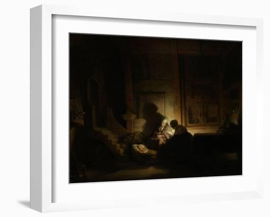 Holy Family at Night-Rembrandt van Rijn-Framed Art Print