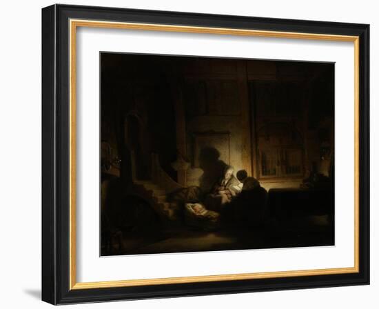 Holy Family at Night-Rembrandt van Rijn-Framed Art Print