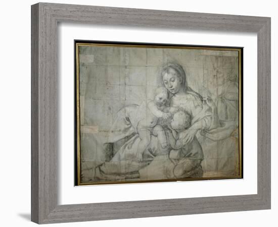 Holy Family at Rest with the Infant St. John the Baptist-Domenichino-Framed Giclee Print