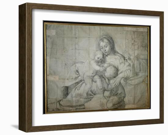 Holy Family at Rest with the Infant St. John the Baptist-Domenichino-Framed Giclee Print