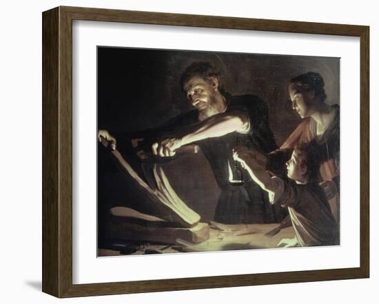 Holy Family in the Carpentery Shop-Gerrit van Honthorst-Framed Giclee Print