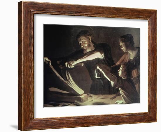 Holy Family in the Carpentery Shop-Gerrit van Honthorst-Framed Giclee Print