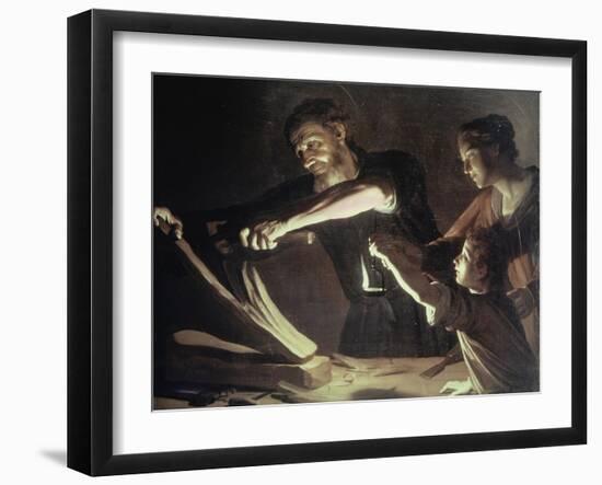 Holy Family in the Carpentery Shop-Gerrit van Honthorst-Framed Giclee Print