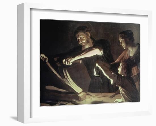 Holy Family in the Carpentery Shop-Gerrit van Honthorst-Framed Giclee Print
