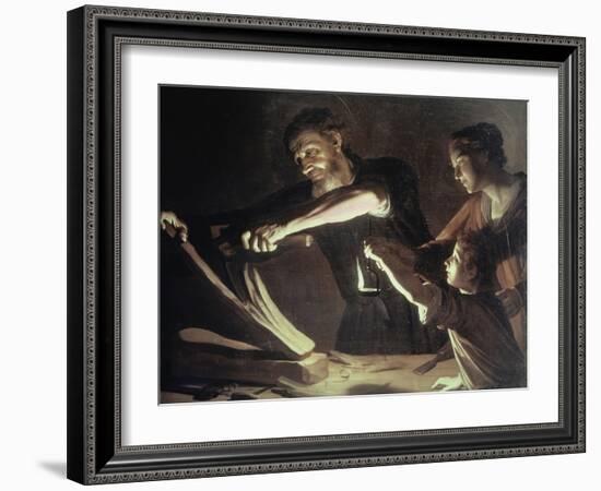 Holy Family in the Carpentery Shop-Gerrit van Honthorst-Framed Giclee Print