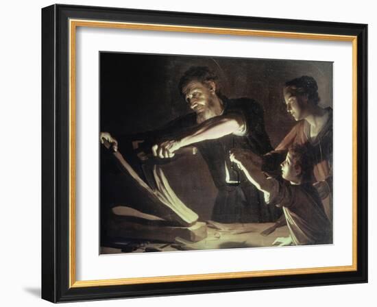 Holy Family in the Carpentery Shop-Gerrit van Honthorst-Framed Giclee Print