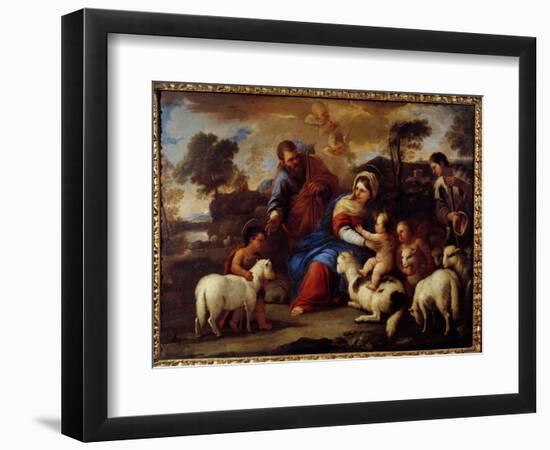Holy Family. Painting by Luca Giordano Dit Fa Presto (1632-1705), 17Th Century. Oil on Canvas. Comp-Luca Giordano-Framed Giclee Print