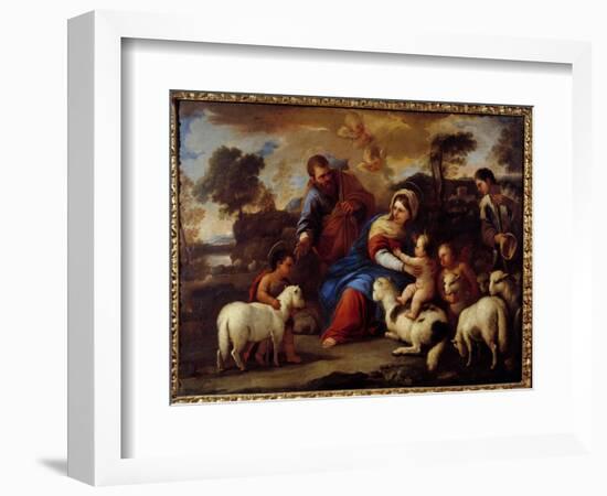 Holy Family. Painting by Luca Giordano Dit Fa Presto (1632-1705), 17Th Century. Oil on Canvas. Comp-Luca Giordano-Framed Giclee Print