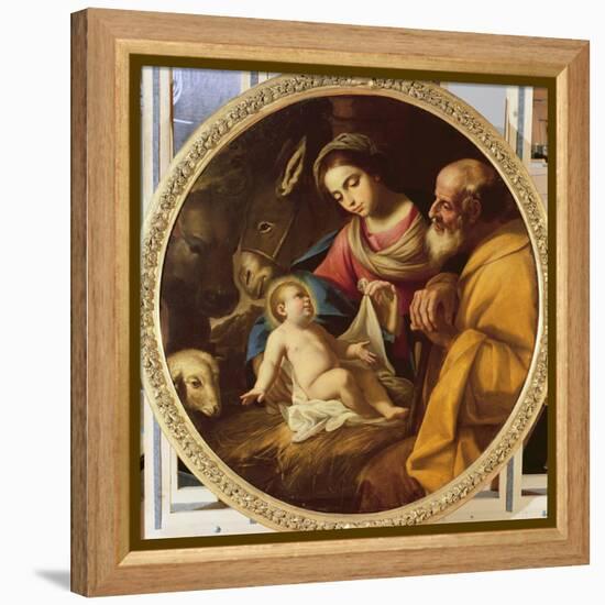 Holy Family (Tondo)-Andrea Vaccaro-Framed Premier Image Canvas