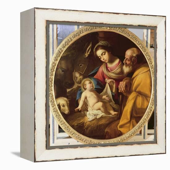 Holy Family (Tondo)-Andrea Vaccaro-Framed Premier Image Canvas