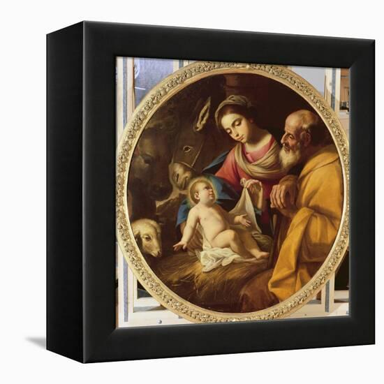 Holy Family (Tondo)-Andrea Vaccaro-Framed Premier Image Canvas