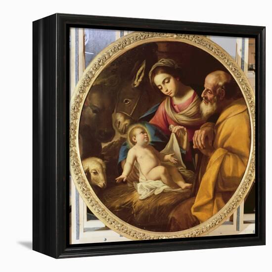 Holy Family (Tondo)-Andrea Vaccaro-Framed Premier Image Canvas