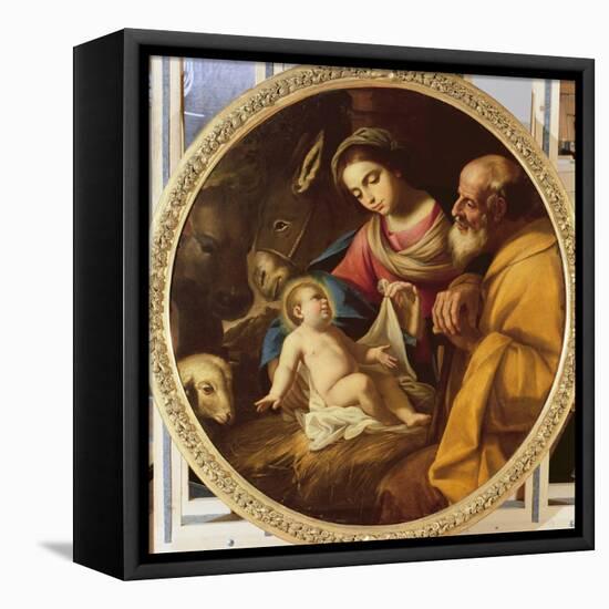 Holy Family (Tondo)-Andrea Vaccaro-Framed Premier Image Canvas