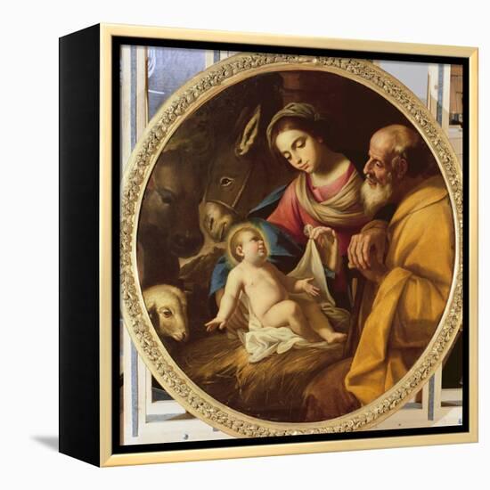 Holy Family (Tondo)-Andrea Vaccaro-Framed Premier Image Canvas