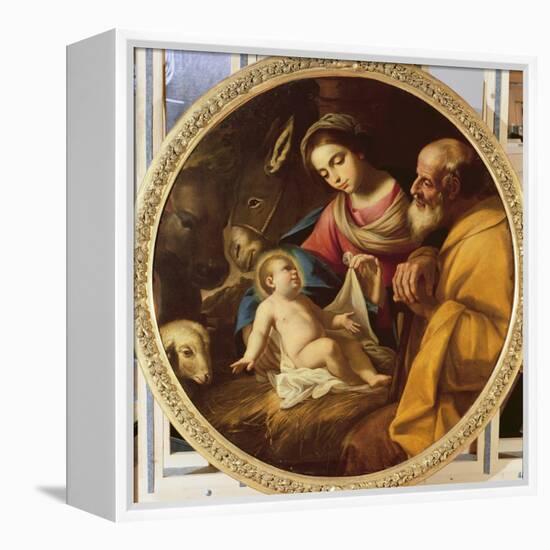 Holy Family (Tondo)-Andrea Vaccaro-Framed Premier Image Canvas