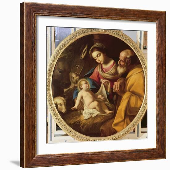 Holy Family (Tondo)-Andrea Vaccaro-Framed Giclee Print