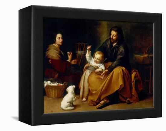 Holy Family with Baby Sparrow-Bartolome Esteban Murillo-Framed Premier Image Canvas