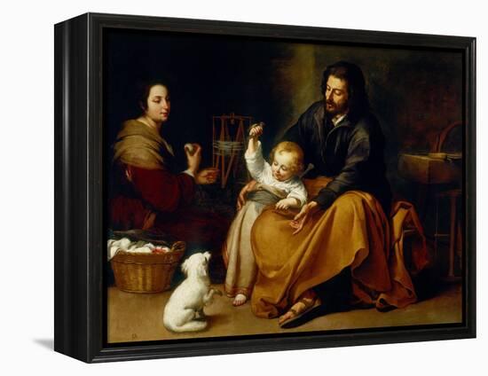 Holy Family with Baby Sparrow-Bartolome Esteban Murillo-Framed Premier Image Canvas