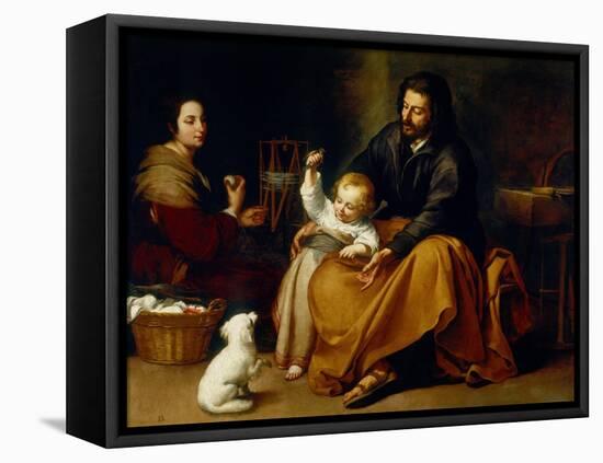 Holy Family with Baby Sparrow-Bartolome Esteban Murillo-Framed Premier Image Canvas