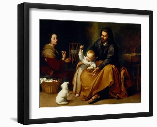 Holy Family with Baby Sparrow-Bartolome Esteban Murillo-Framed Giclee Print