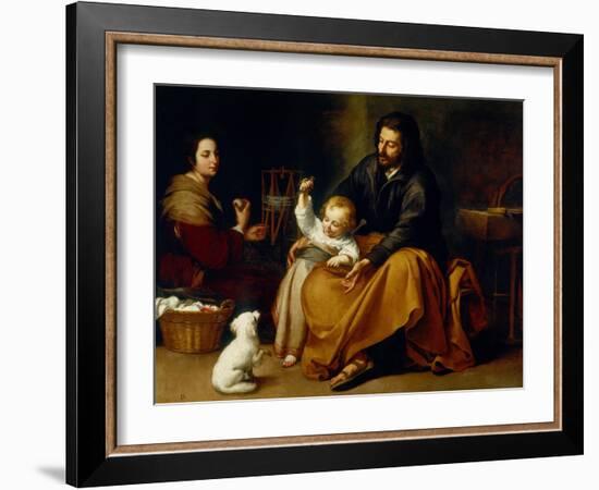 Holy Family with Baby Sparrow-Bartolome Esteban Murillo-Framed Giclee Print