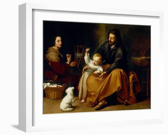 Holy Family with Baby Sparrow-Bartolome Esteban Murillo-Framed Giclee Print