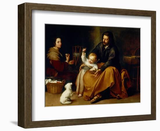 Holy Family with Baby Sparrow-Bartolome Esteban Murillo-Framed Giclee Print