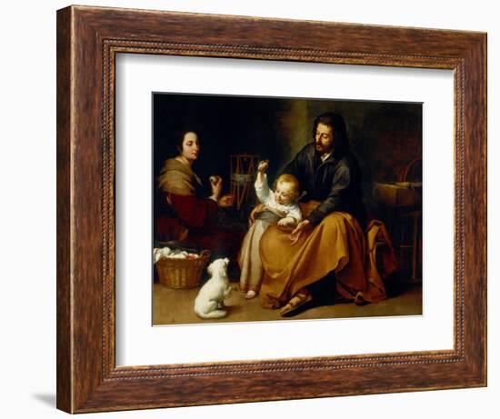 Holy Family with Baby Sparrow-Bartolome Esteban Murillo-Framed Giclee Print