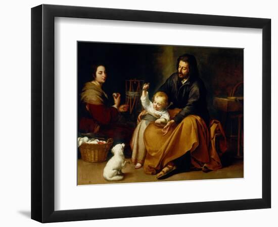 Holy Family with Baby Sparrow-Bartolome Esteban Murillo-Framed Giclee Print