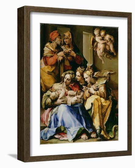 Holy Family with Saints Anne, Catherine of Alexandria, and Mary Magdalene, c.1560-9-Nosadella-Framed Giclee Print