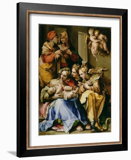 Holy Family with Saints Anne, Catherine of Alexandria, and Mary Magdalene, c.1560-9-Nosadella-Framed Giclee Print