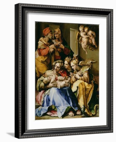 Holy Family with Saints Anne, Catherine of Alexandria, and Mary Magdalene, c.1560-9-Nosadella-Framed Giclee Print