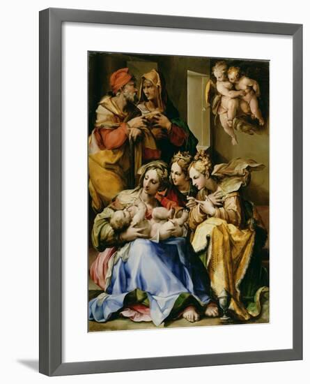 Holy Family with Saints Anne, Catherine of Alexandria, and Mary Magdalene, c.1560-9-Nosadella-Framed Giclee Print