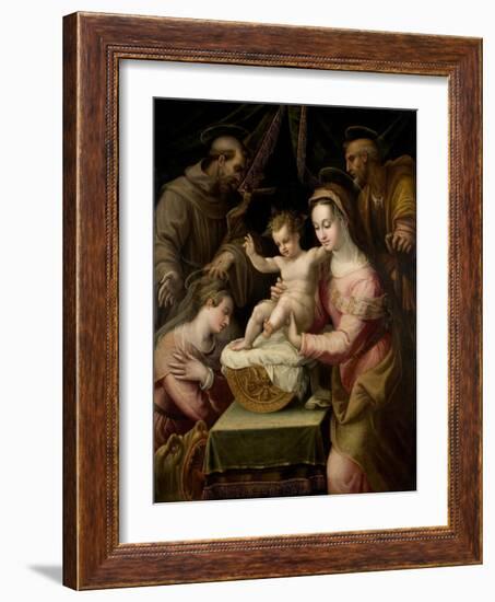 Holy Family with Saints Margaret and Francis, 1578-Lavinia Fontana-Framed Giclee Print