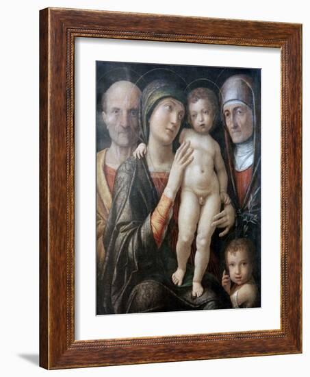 Holy Family with St Elizabeth and St John the Baptist as a Child, C1495-1500-Andrea Mantegna-Framed Giclee Print