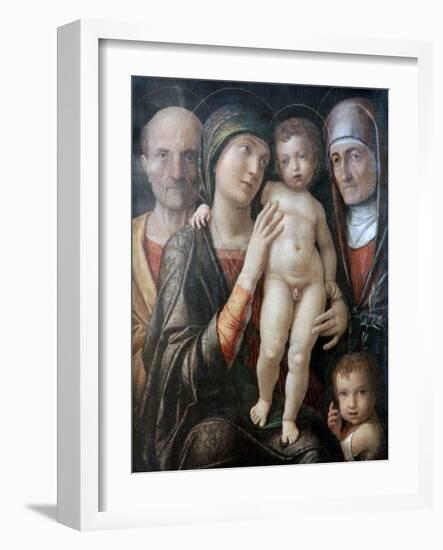 Holy Family with St Elizabeth and St John the Baptist as a Child, C1495-1500-Andrea Mantegna-Framed Giclee Print
