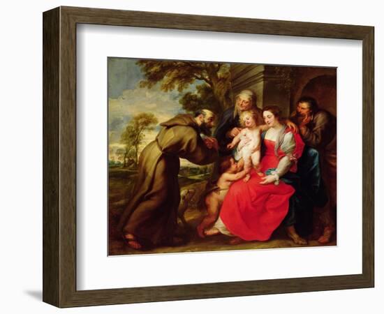 Holy Family with St. Francis, C.1625-Peter Paul Rubens-Framed Giclee Print