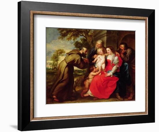 Holy Family with St. Francis, C.1625-Peter Paul Rubens-Framed Giclee Print