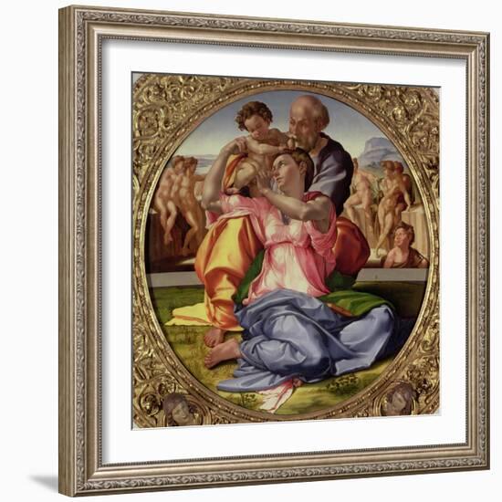 Holy Family with St. John, 1504-05-Michelangelo Buonarroti-Framed Giclee Print