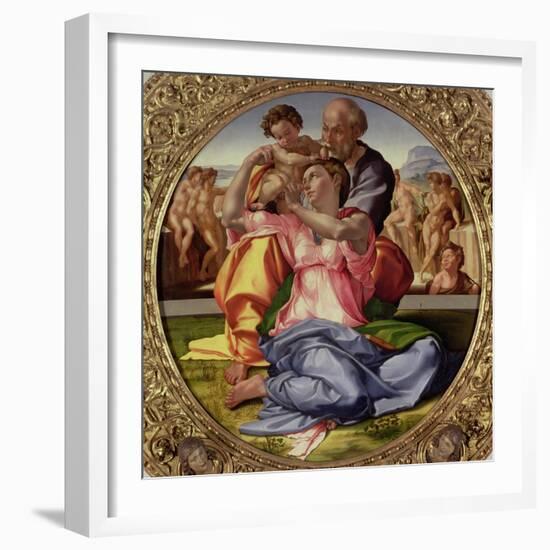 Holy Family with St. John, 1504-05-Michelangelo Buonarroti-Framed Giclee Print