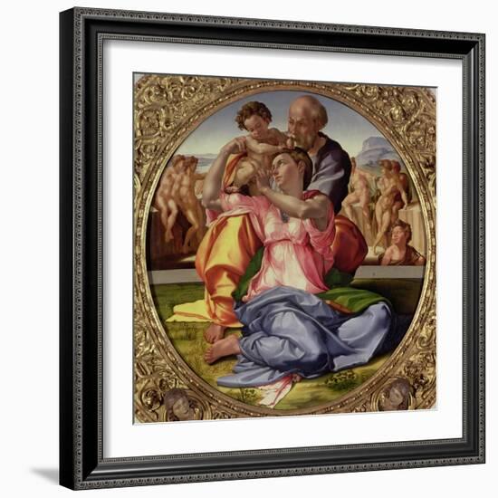 Holy Family with St. John, 1504-05-Michelangelo Buonarroti-Framed Giclee Print