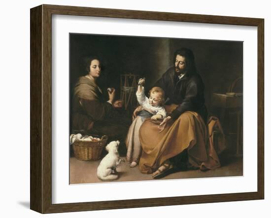 Holy Family with the Little Bird-Bartolome Esteban Murillo-Framed Art Print