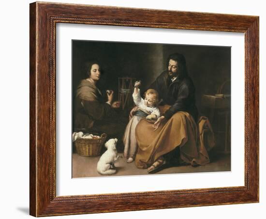 Holy Family with the Little Bird-Bartolome Esteban Murillo-Framed Art Print