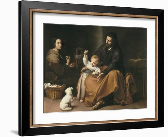 Holy Family with the Little Bird-Bartolome Esteban Murillo-Framed Art Print