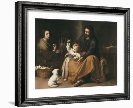 Holy Family with the Little Bird-Bartolome Esteban Murillo-Framed Art Print