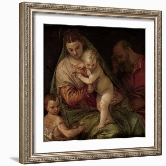 Holy Family with Young Saint John-Paolo Veronese-Framed Art Print