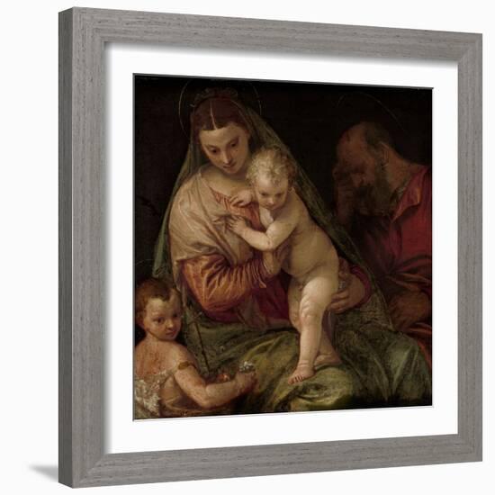 Holy Family with Young Saint John-Paolo Veronese-Framed Art Print