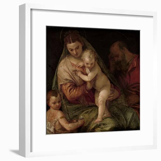 Holy Family with Young Saint John-Paolo Veronese-Framed Art Print