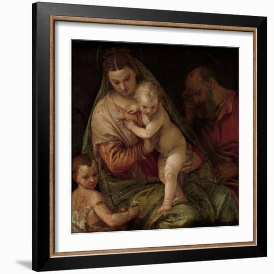 Holy Family with Young Saint John-Paolo Veronese-Framed Art Print